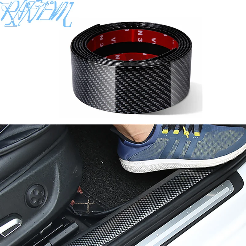 

Car Stickers Carbon Fiber Rubber Styling Door Sill Protector Goods For lada vesta Hyundai tucson solaris i30 creta