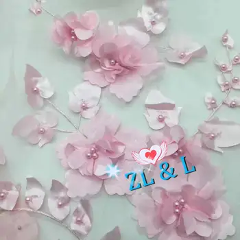 

Three-dimensional applique design French net lace African Nigeria lace fabric suitable for wedding dress children's wear DIY 5Y