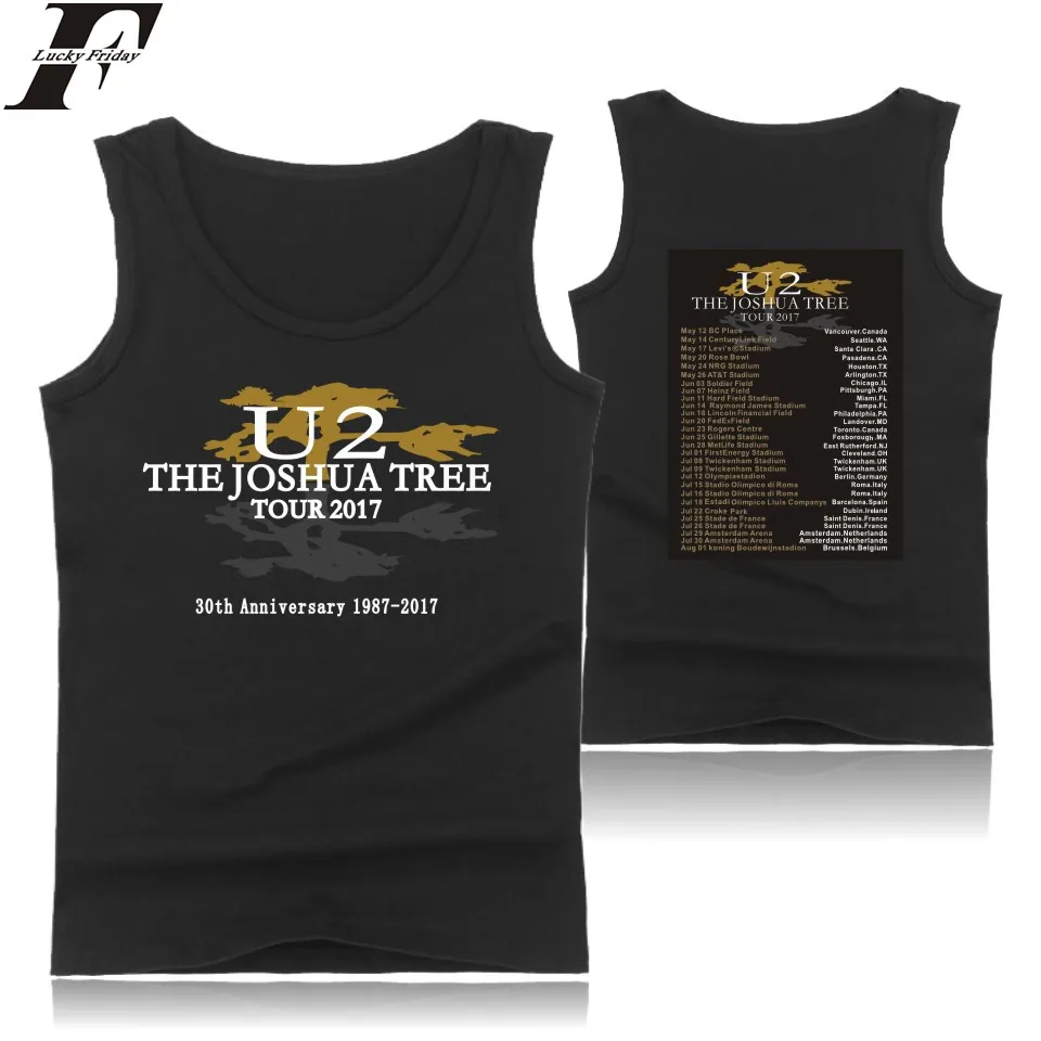

LUCKYFRIDAYF U2 Tank Top Men Sleeveless Summer Popular Rock Band Bodybuilding Tank Top Irish Famous Hip Hop Band Black 4XL Vest
