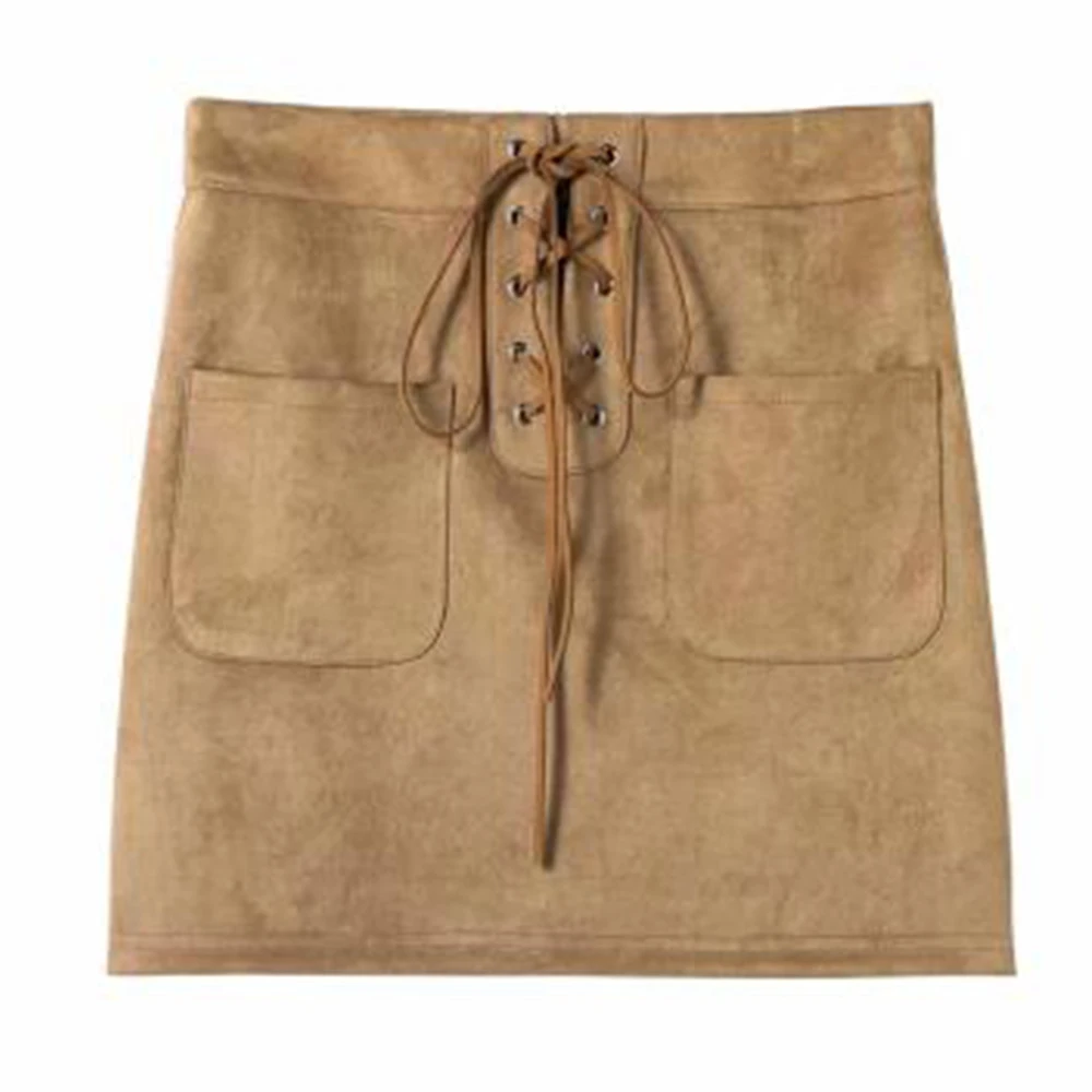 Женская юбка из искусственной замши FTGSDLONG однотонная Повседневная мини на