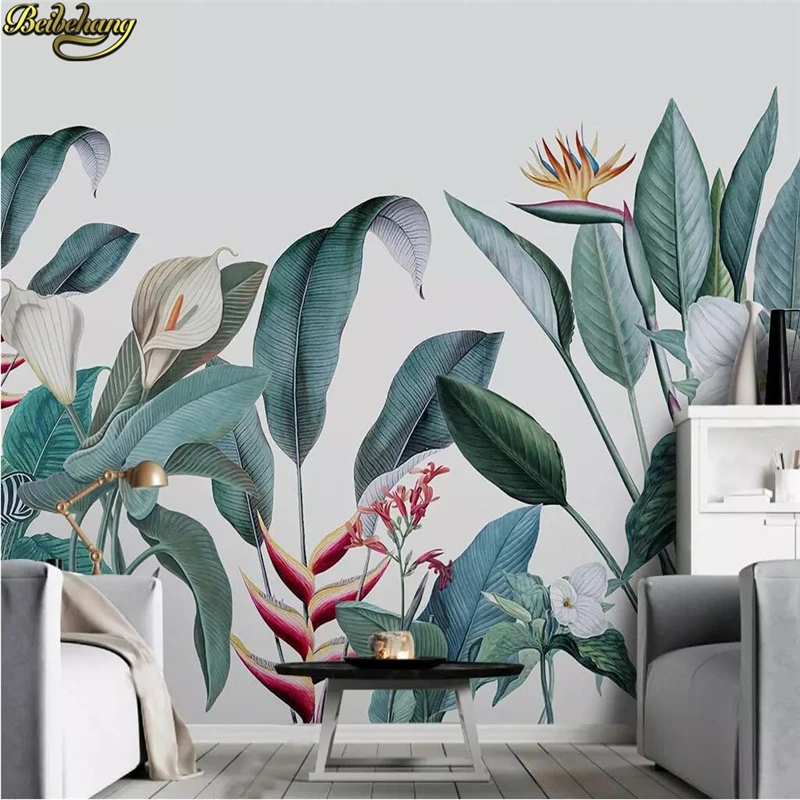 Beibehang مخصص الشمال القرون الوسطى الاستوائية النباتات الزهور الطيور صور خلفيات للجدران 3 d خلفية 3d الجداريات ورق حائط