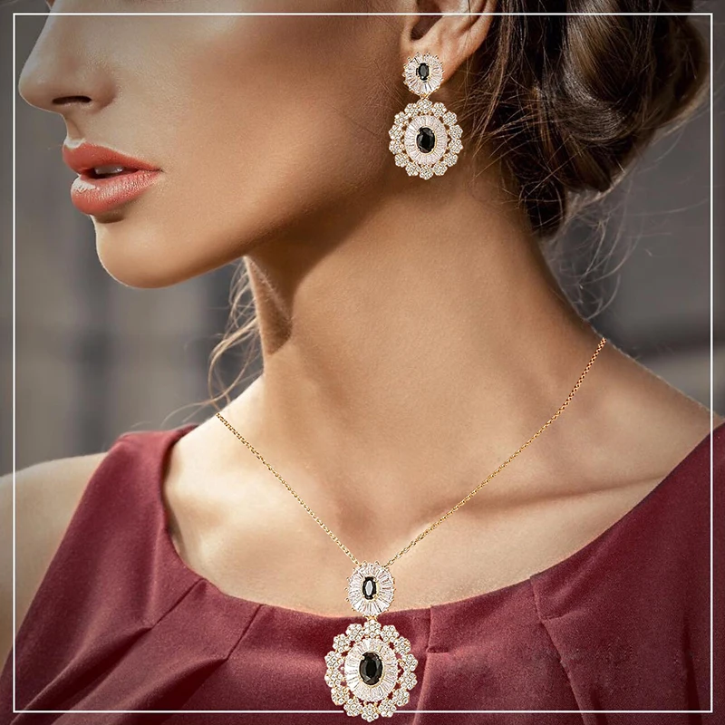 Ювелирные наборы HADIYANA, новая мода, много цветов на выбор, классический дизайн циркония, женские высококачественные серьги и ожерелье CN1123, наборы
