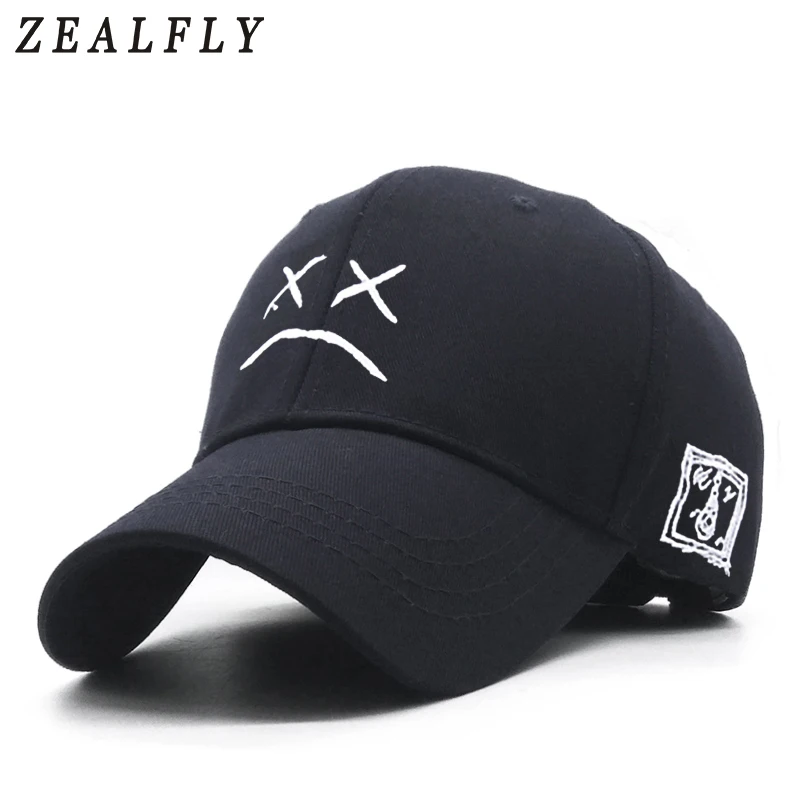 

100% Cotton xxxtentacion Hip Hop Cap Sad face Baseball Cap For Men Women Hat Snapback Embroidery Casual Caps Casquette Dad Hats