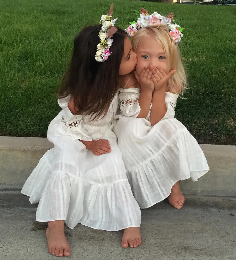 Милое летнее белое платье для маленьких девочек от 2 до 6 лет Детское винтажное кружевное платье принцессы нарядные платья для свадебной вечеринки