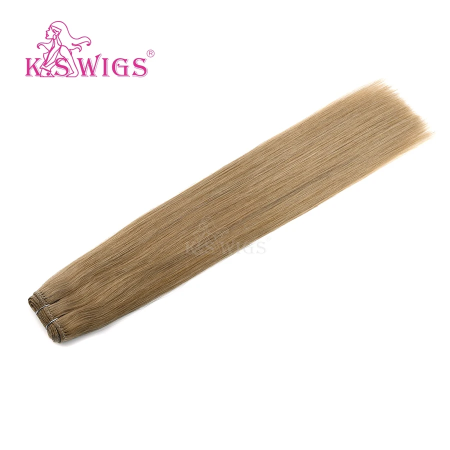 #24 K.S парики 20 ''прямые волосы remy уток человеческих волос двойные нарисованные натуральные кудрявые пучки волос 100 г/шт - Цвет: #24