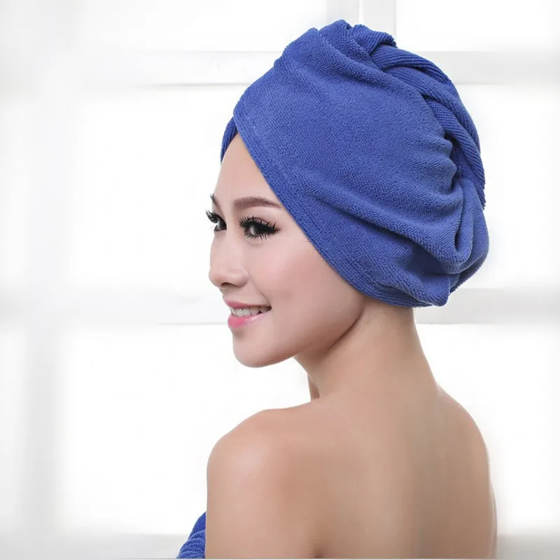 Дамский тюрбан микрофибра ткань утолщение сухих волос шляпа супер абсорбент быстросохнущая шапочка для душа банное полотенце