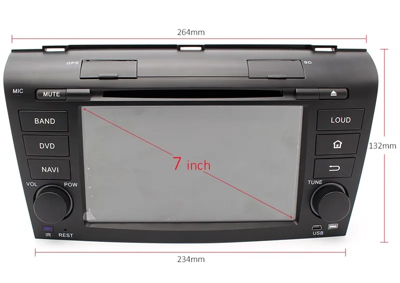 Sale 7" Car DVD player with GPS,audio Radio stereo,USB/SD,AUX,BT/TV,Canbus,car multimedia for MAZDA 3 2004 2005 2006 2007 2008 2009 9