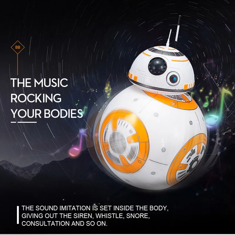 

20.5cm Star Wars RC BB-8 Robot Upgrade Remote Control BB8 Robot Intelligent with Sound Toy Come with opp bag