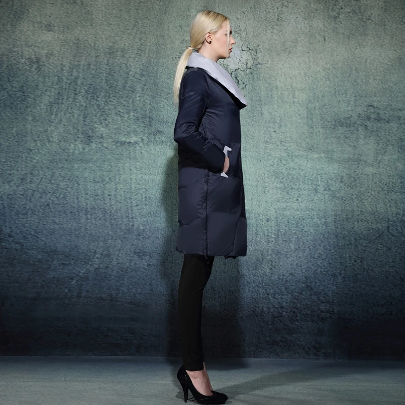 YNZZU New Winter Arrival Women Down Coat Elegant Turn-down Collar Warm Jacket New Fashion Brand High Quality Thick Outwear O026