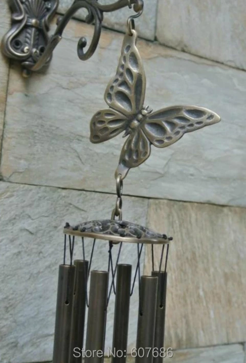 Butterfly Windchimes Bronze Hanging Decor Vintage Sounding Wind Chime Bells 