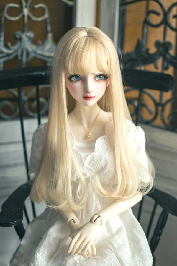 BJD кукла парики из натуральных волос для 1/3 1/4 1/6 BJD DD SD MSD YOSD кукла высокотемпературный провод рукавами Vestido De Renda молоко Золотой парики из натуральных волос