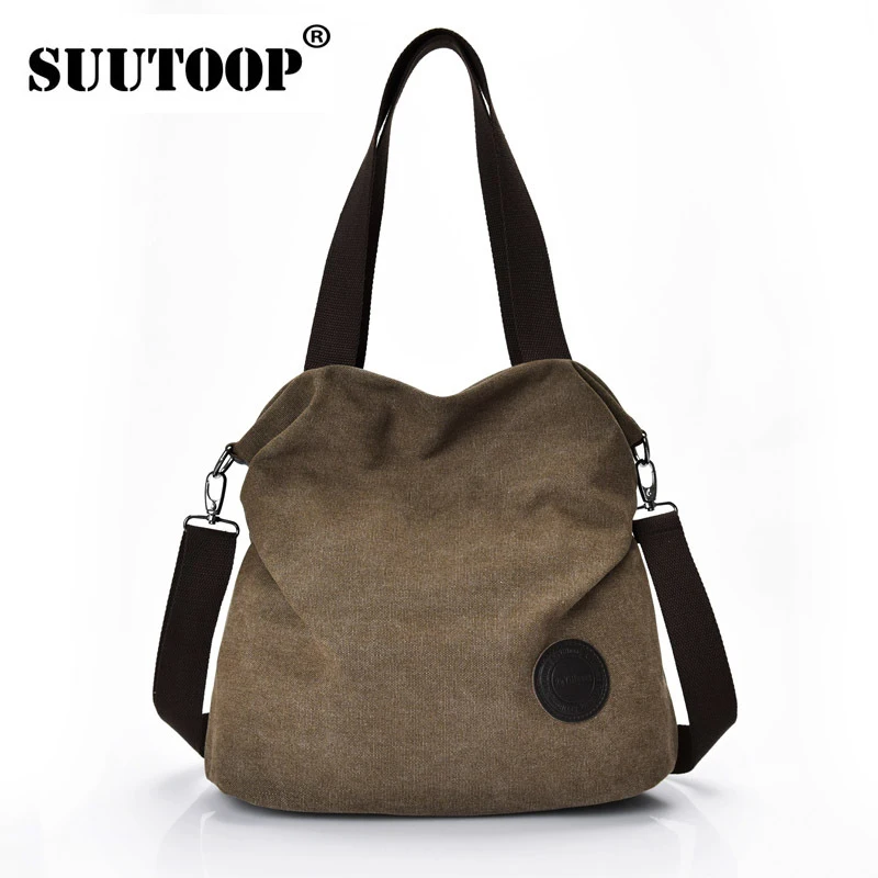 

SUUTOOP Canvas Bag Tote Women Handbags Canvas Shoulder Bags New Fashion Casual Messenger bags High Capacity Lady Totes