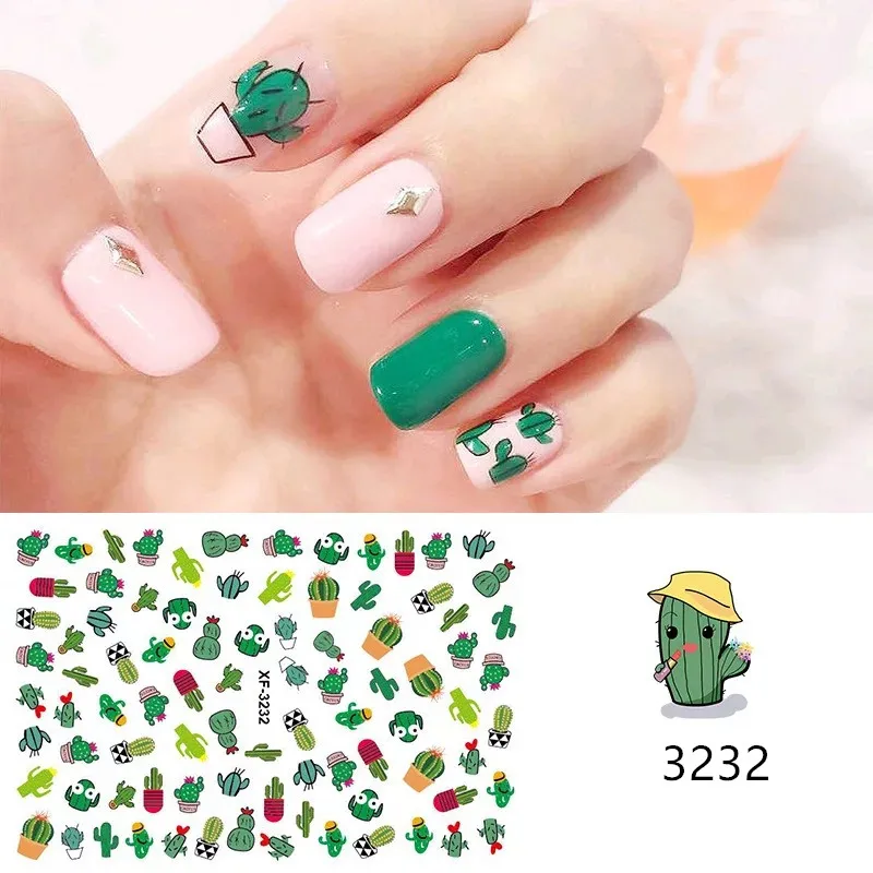 

5 sheets/Pack Kinds of Nail Stickers Nail Decal and sticker Flower Leaf Tree Green Simple Summer Strawberry for Nail Art