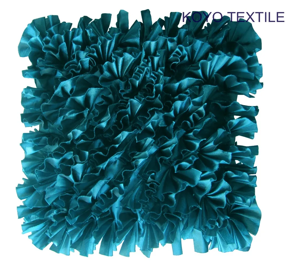 

Modern Elegant Fashion Luxurious Handmade Upgrade Decorative Blue Turq Taffeta Ruffle Sofa Car 3D Cushion Cover Pillow Case
