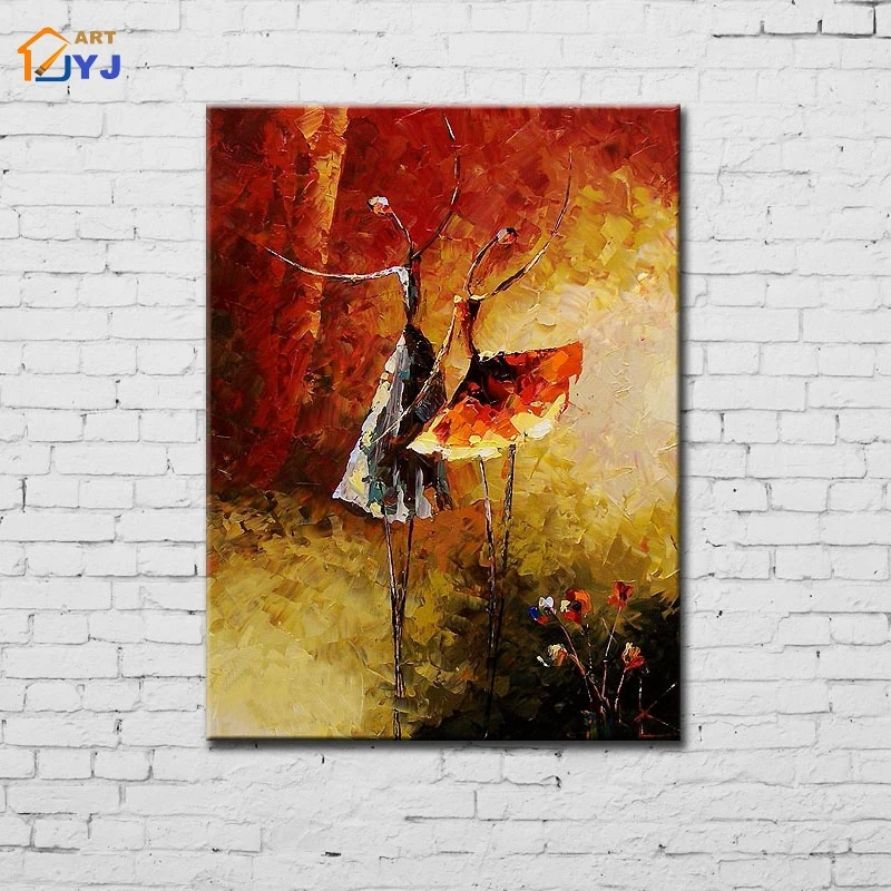 

Ballet Dancer Textured Canvas Wall Art Hand Painted Modern Abstract Oil Painting for Living Room Decoration Gift No Framed SL099
