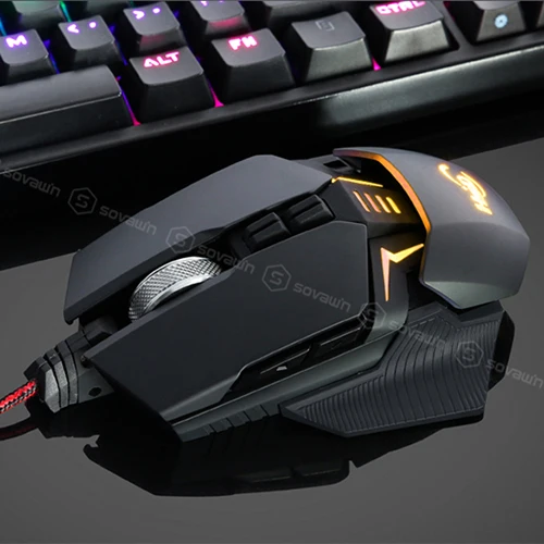 Игровая мышь, макро-программа, Mause Wried USB 4000 dpi, профессиональная 9 кнопочная мышь, геймерская эргономичная оптическая мышь для видео игр, PUBG - Цвет: Black
