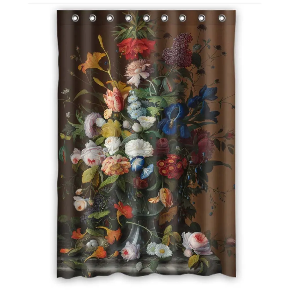 Famous Classic Art Painting Flowers Blossoms Bath Curtains Polyester