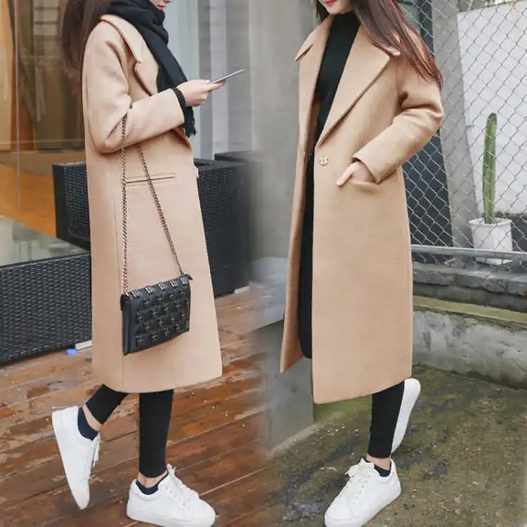 Высококачественная Женская модная однотонная длинная куртка с одной пряжкой, приталенная Женская осенне-зимние модели, шикарное толстое пальто Parker - Цвет: khaki