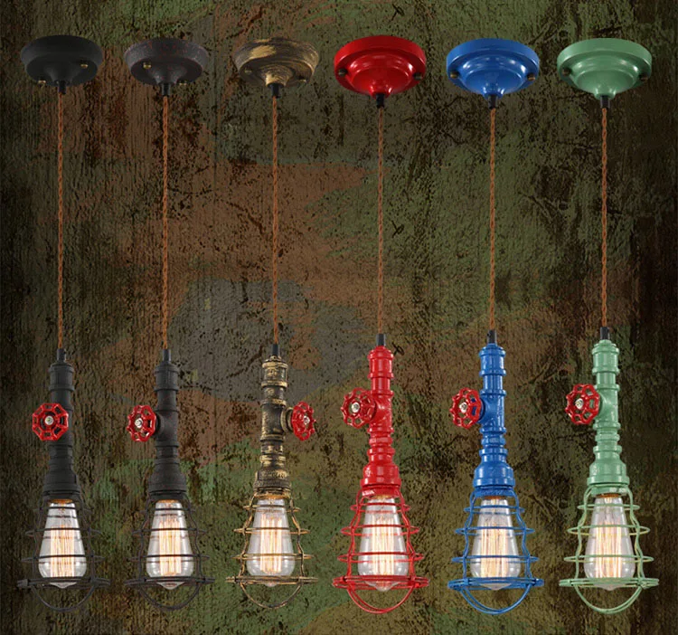 

Vintage Hemp Rope Iron Water Pipe Pendant Light Droplight with Loft industrial Loft E26/E27 Edison Bulb(Not included)