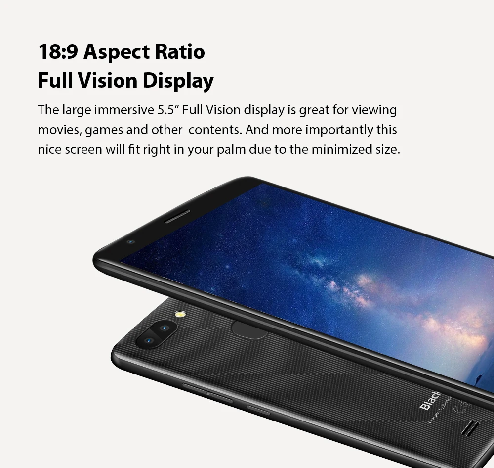 Blackview A20 pro смартфоны 18:9 5,5 дюймов Android 8,1 задний отпечаток пальца ID 2 Гб 16 Гб 4G мобильный телефон