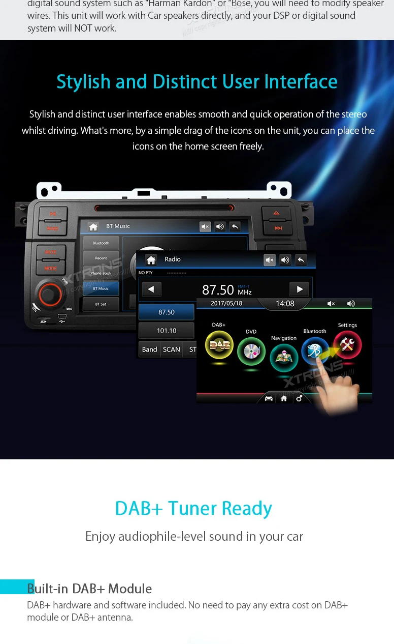 Top 7" Car DVD player for BMW E46 1998-2006 &BMW E46 M3 2000-2006 with Built-in Vehicle Standard DAB+ Module & Bluetooth 4.0 Support 3