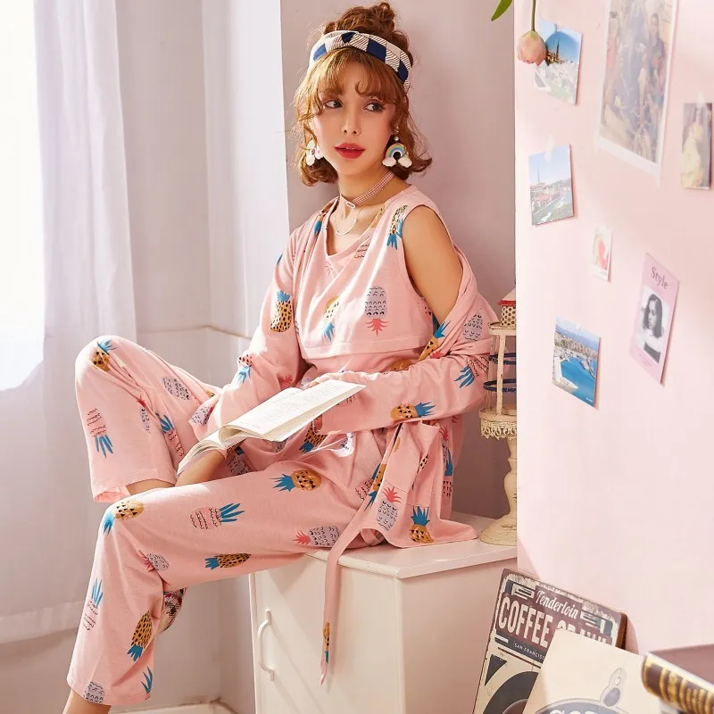 Pregnant women cotton pajamas postpartum out home nursing maternal lactation breastfeeding clothing suits spring sleepwear