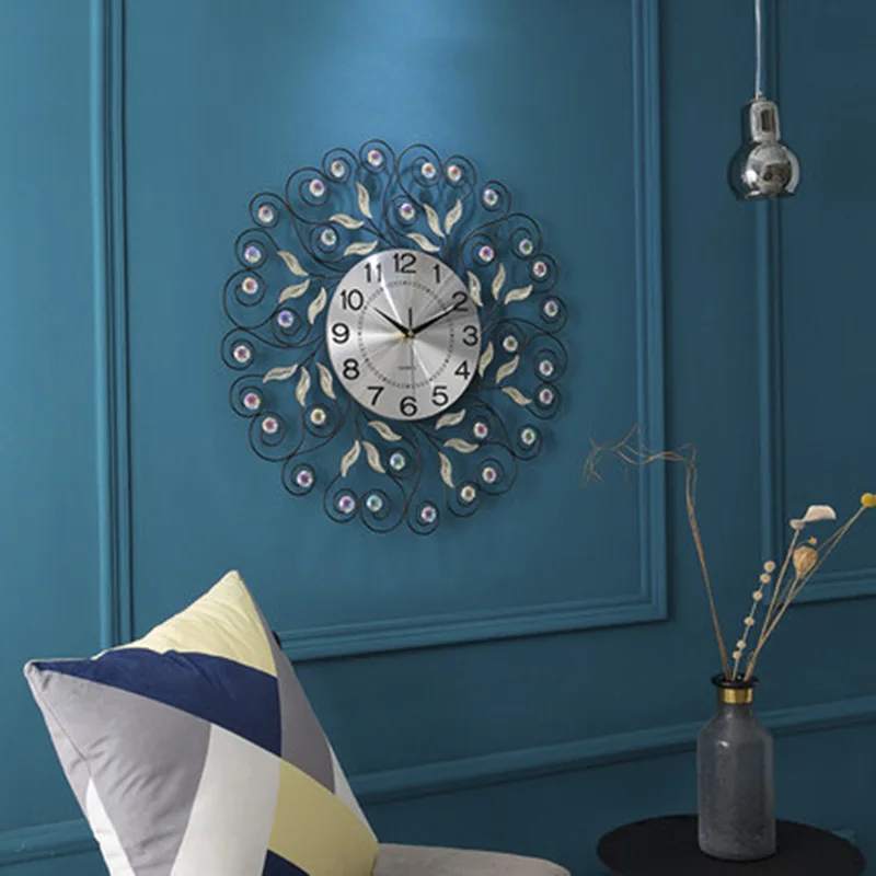 Европейские креативные простые персональные 3D Стразы настенные часы бесшумные часы для гостиной современные домашние модные декоративные кварцевые часы