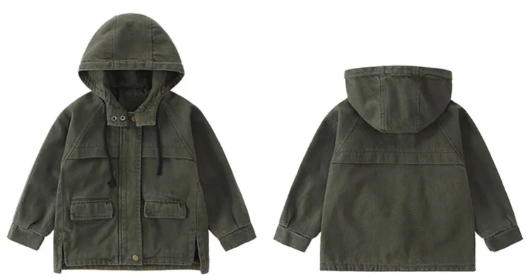 black green children hooded denim long coats for teenage boys outerwear tops kids autumn long sleeve jackets clothing 8 10 12 Y  (18)