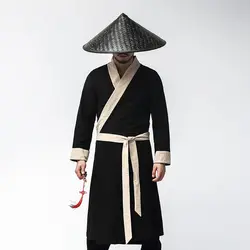 Китайский стиль Для мужчин с Гар Для мужчин t ретро Длинные кунг-фу Тренч Костюмы Для мужчин костюм платье деятельности hanfu халаты костюм