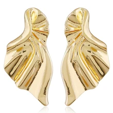 SRCOI барокко золото серебро цвет металлические сережки-гвоздики большие неровные абстрактные геометрические массивные серьги минималистичные женские ювелирные изделия