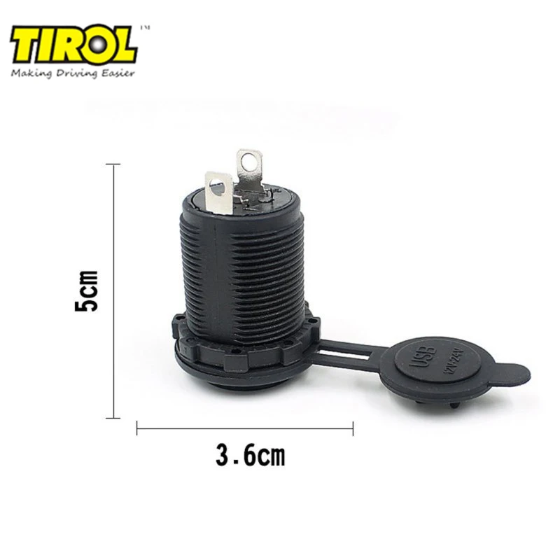 TIROL 12V Car Universal Waterproof Dual 2 USB Car Cigarettes Lighter Socket Splitter Charger Power Adapter