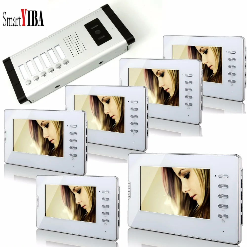 SmartYIBA 7\ 6 Units Home/House Doorphone Monitors Flatsinterphone Visual Intercom Kit Video Call for Apartment Security System SmartYIBA 7\ 6 Units Home/House Doorphone Monitors Flatsinterphone Visual Intercom Kit Video Call for Apartment Security System