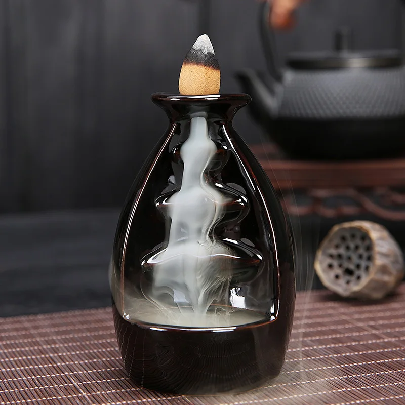 Waterfall Smoke Backflow Incense Burners Tower Incense Censer Base