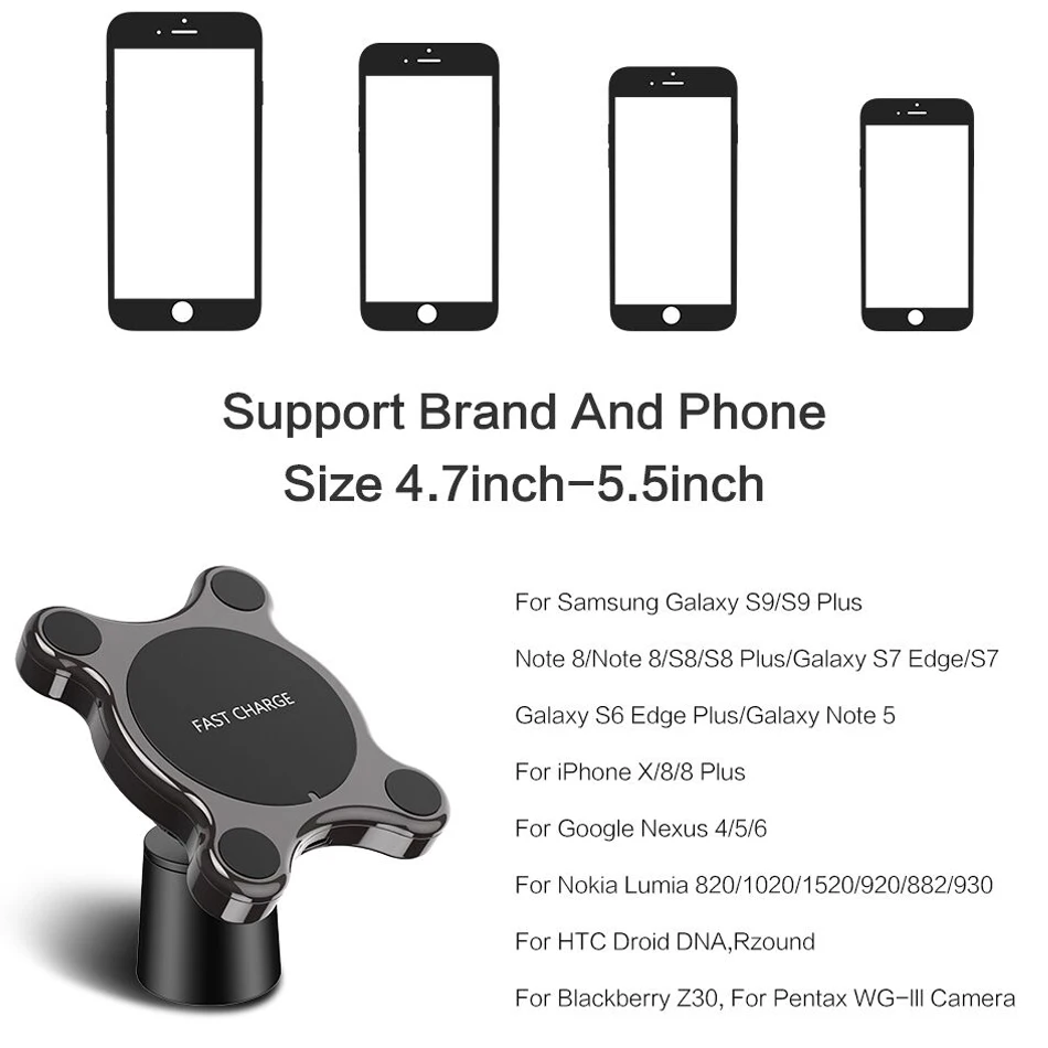 FLOVEME Qi Беспроводное магнитное быстрое зарядное устройство для iPhone X 8 7 Plus Автомобильный держатель для телефона для samsung S10 S9 S8 Plus подставка