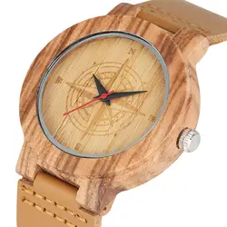 Классические кварцевые часы для женщин и мужчин, Повседневные Легкие деревянные часы из натуральной кожи на ремешке, бамбуковые наручные