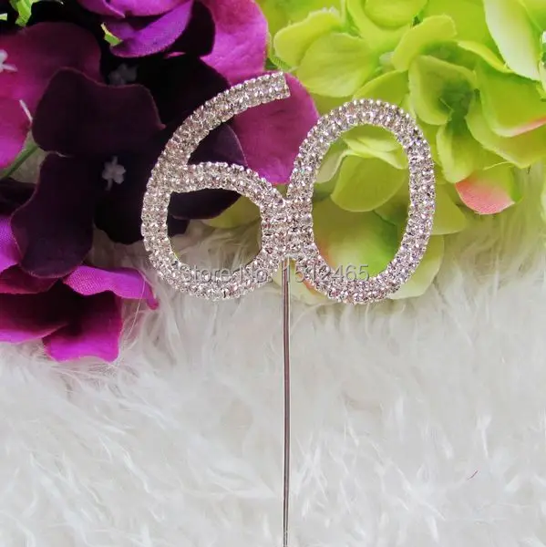 

Silver Rhinestone Crystal Diamante Number 60 Cake Topper Birthday Party Anniversary 5.5*4.5cm DG05