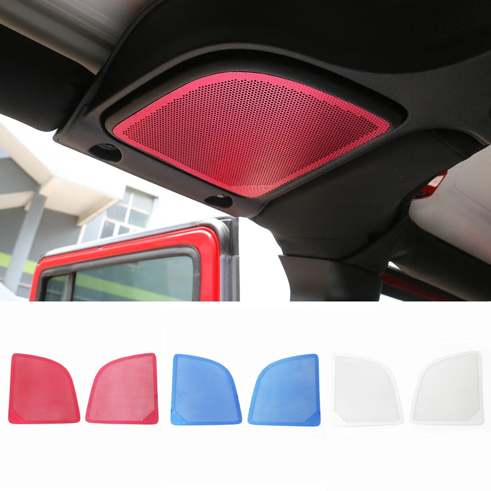 2pcs Red/ Silver/ Blue Aluminium Car Roof Speaker Decoration Mesh Cover