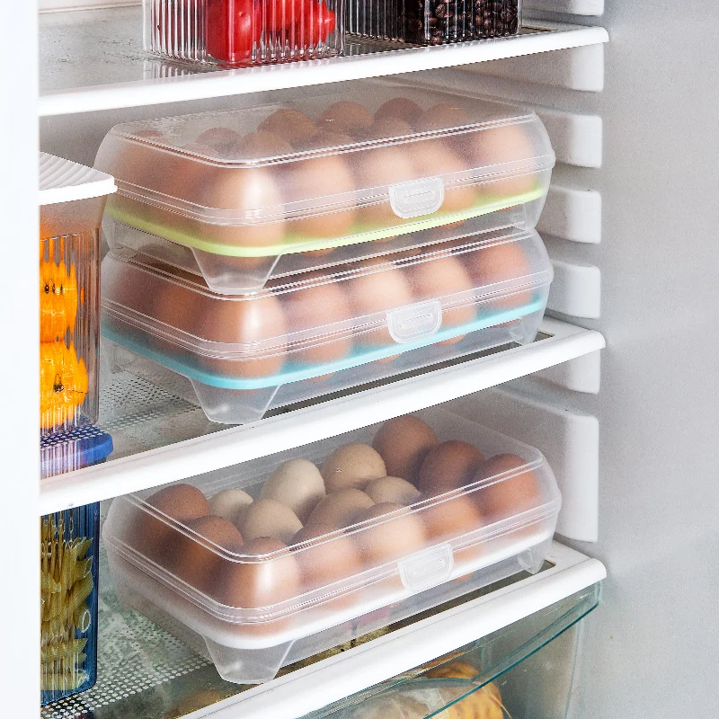 

Meyjig Refrigerator Egg Box Food Crisper Storage Box Egg Tray Organizer Kitchen Transparent Plastic Storage Container