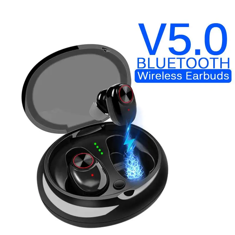 

ravi V5 Earphones True Wireless Earbuds Stereo Earpiece Bluetooth Headphone 5.0 Headset Waterproof With Charging Box for iphone