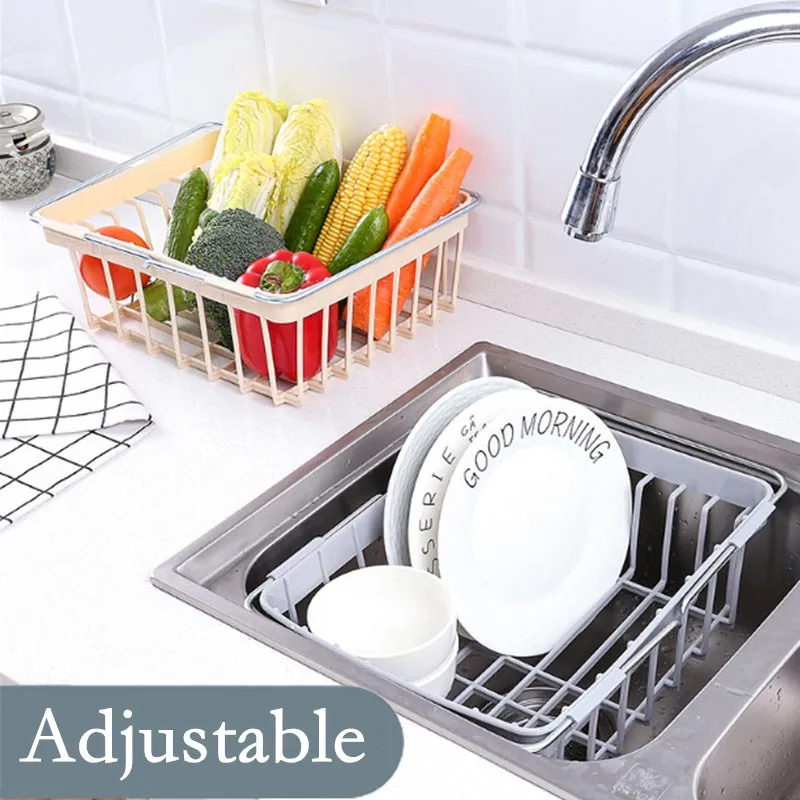 

Adjustable Sink Dish Drying Rack Dish Drainer Plastic Kitchen Storage Sink Dish Vegetables Drying Rack Kitchen Tool Dish Storage