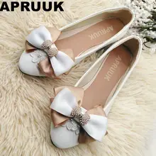 Весна-осень новая обувь на плоской подошве женская обувь шампанское Лук Бабочка Большие размеры с круглым носком повседневные туфли на плоской подошве вечерние женская обувь