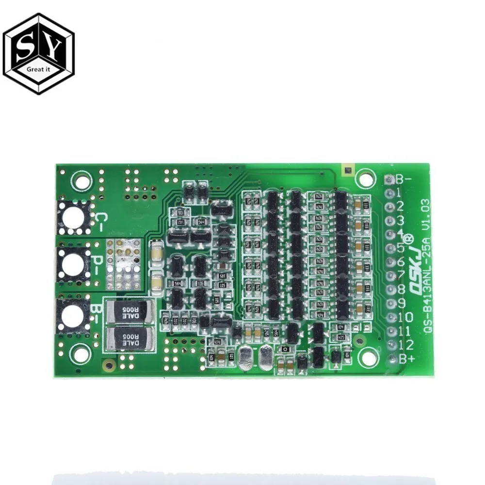 GREAT IT 6s 7s 8s 9s 10s 11s 12s 13s 3,6 v 4,2 v 25a Регулируемый Bms литий-ионный 18650 модуль системы защиты аккумулятора