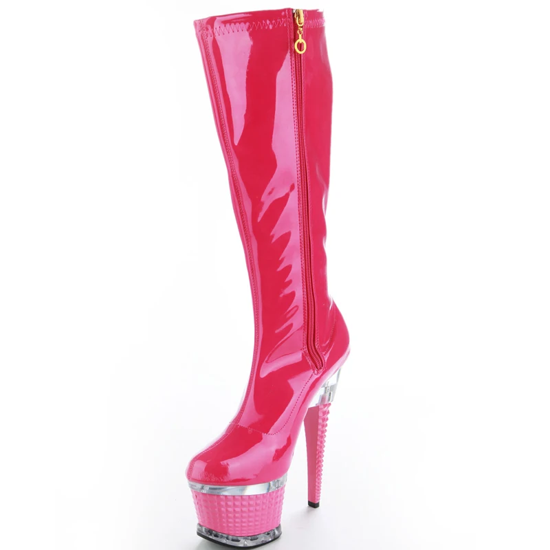 mid heel patent boots