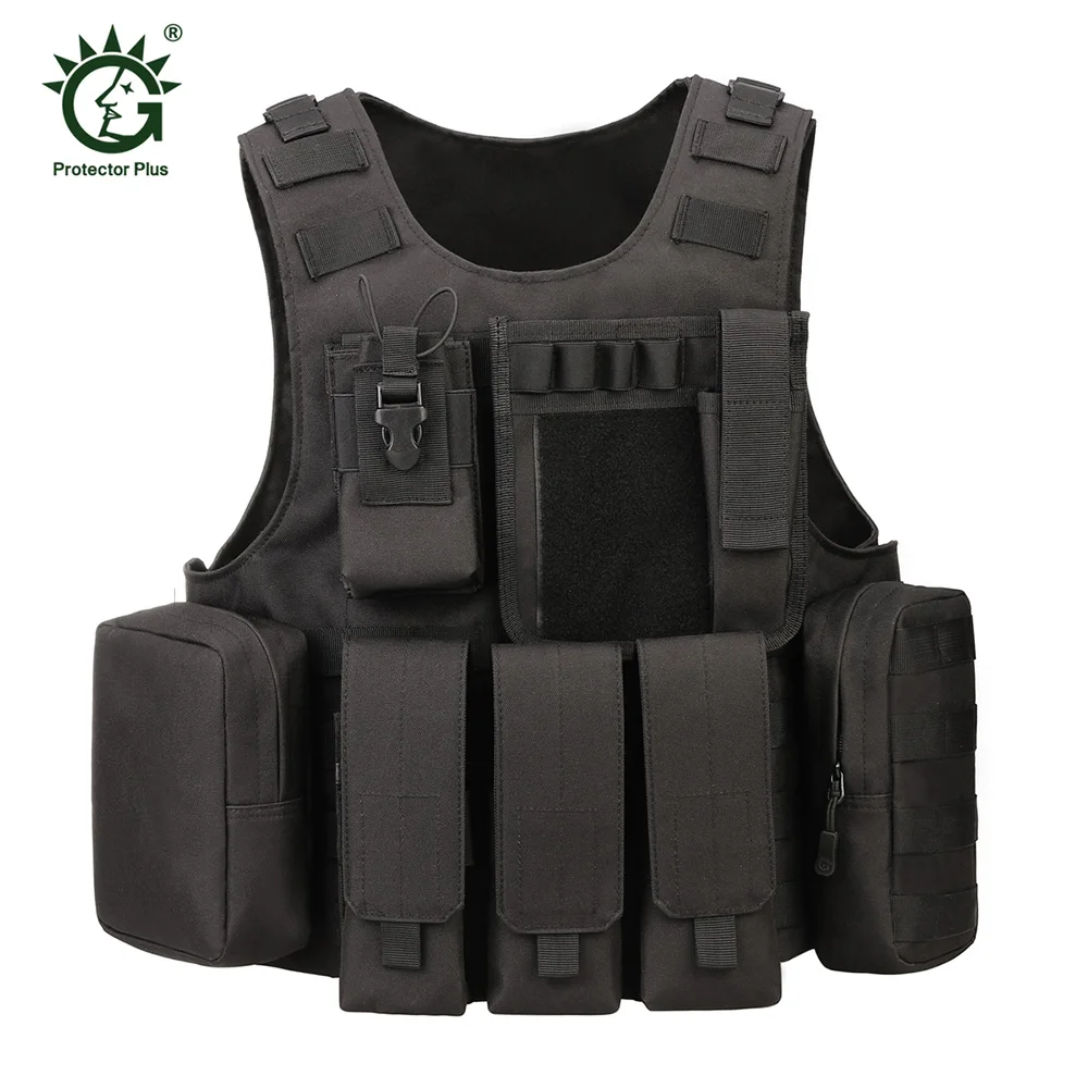 

Protector Plus Tactical Combat Vest For Military Protection Nylon Waterproof Hunting Vest With Multiple Removable Pockets