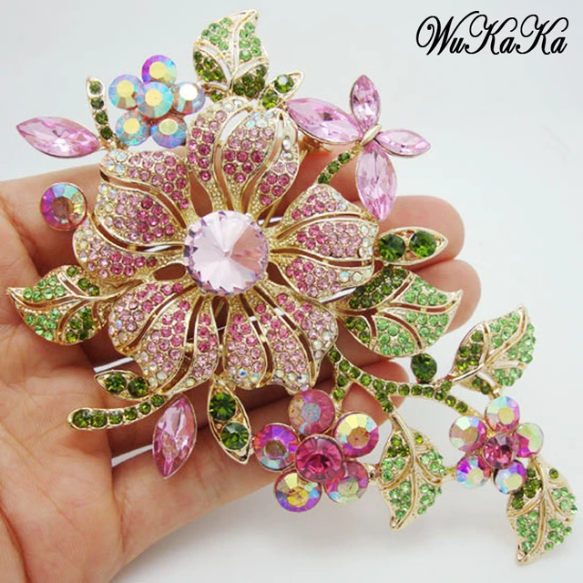 zlxgirl Luxury Brand Bridal Flower Brooch Pins For Women Perfect Rhinestone  Crystal Hijab Pins Broches Women