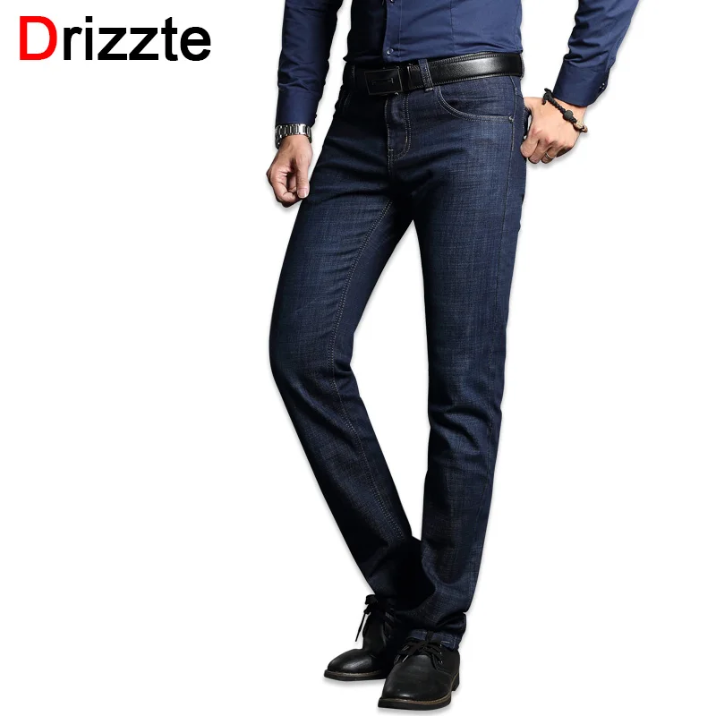 Drizzte Men's Jeans Stretch Blue Denim Business Stragiht
