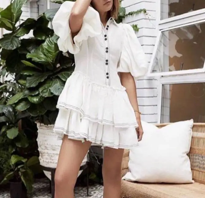 

Top Quality Celebrity Summer Dress Sexy Ruffles Women Puff Sleeve Mini Night CLub Bodycon Party Dresses