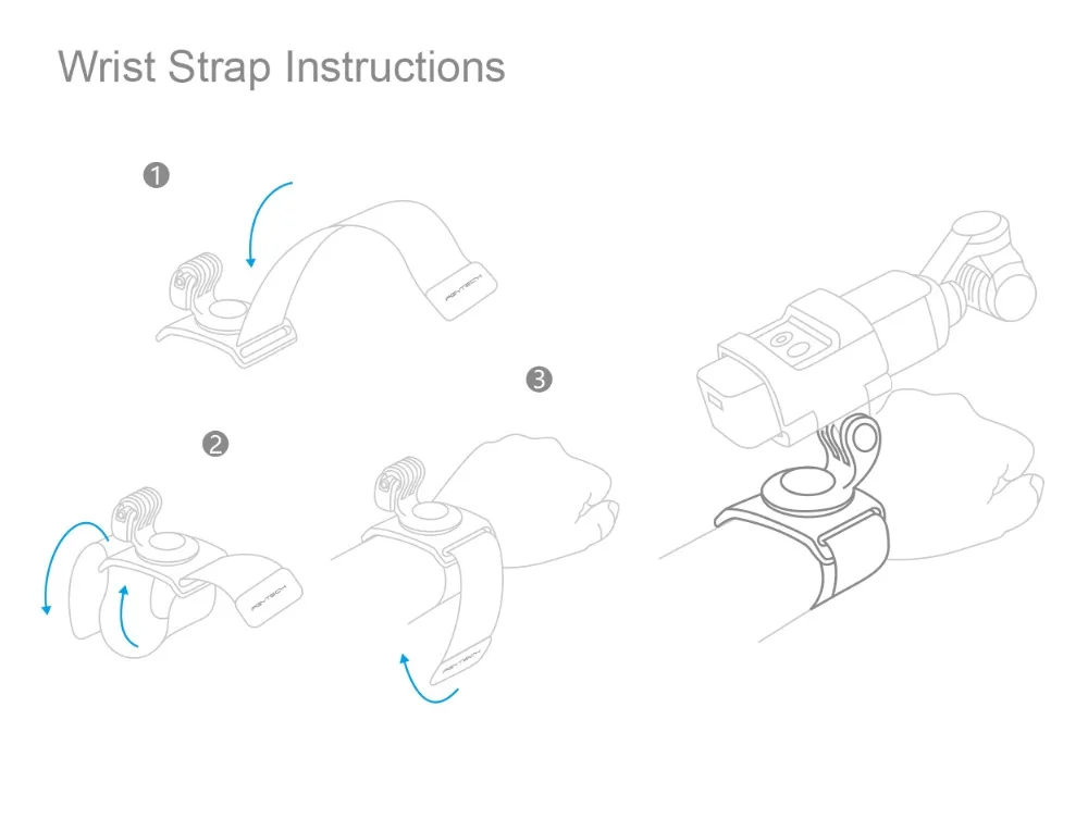 PGYTECH Экшн-камера ручной и наручный ремешок для DJI OSMO карманная экшн-Камера GoPro вращение на 360 градусов регулируемый размер