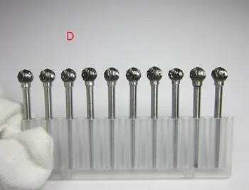 

10PCS shank 3mm head 6mm 5mm 4mm 3*6 3*5 3*4 D Tpye Spherical shape carbide rotary burrs files Polishing molds finish abrasive