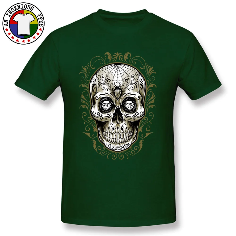 Sugar Skull Hot Sale Short Sleeve Summer T-Shirt 100% Cotton Round Neck Man Tops Shirt Cool Tops Shirts Summer Sugar Skull dark
